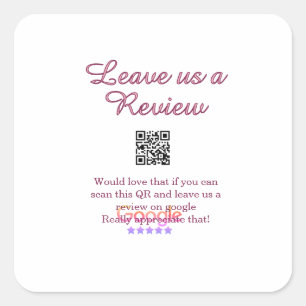 Google Bewertungs-Logo Scan QR Bewertung Quadratischer Aufkleber