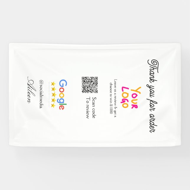 Google-Bewertungs-Logo Website QR-Code scannen Banner (Horizontal)