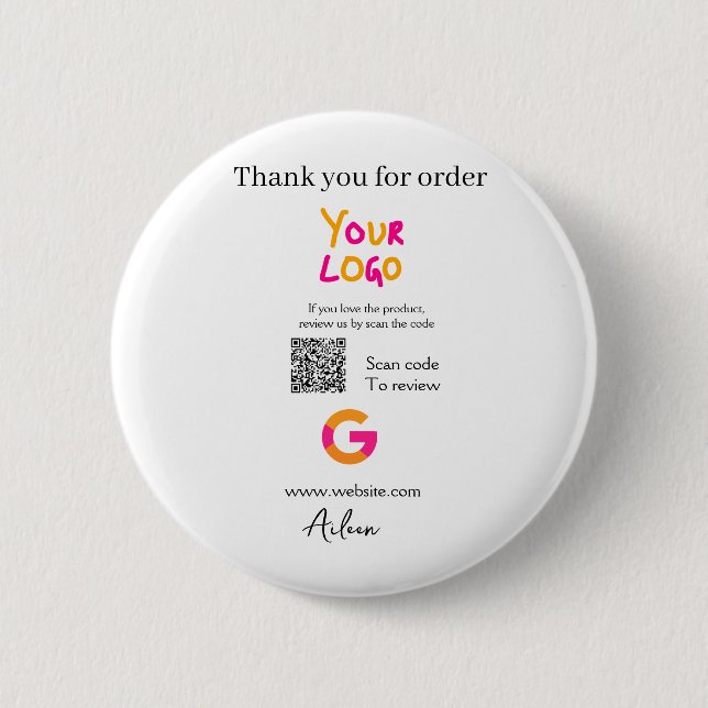 Google Bewertungs-Logo Website QR-Code scannen Button (Vorderseite)