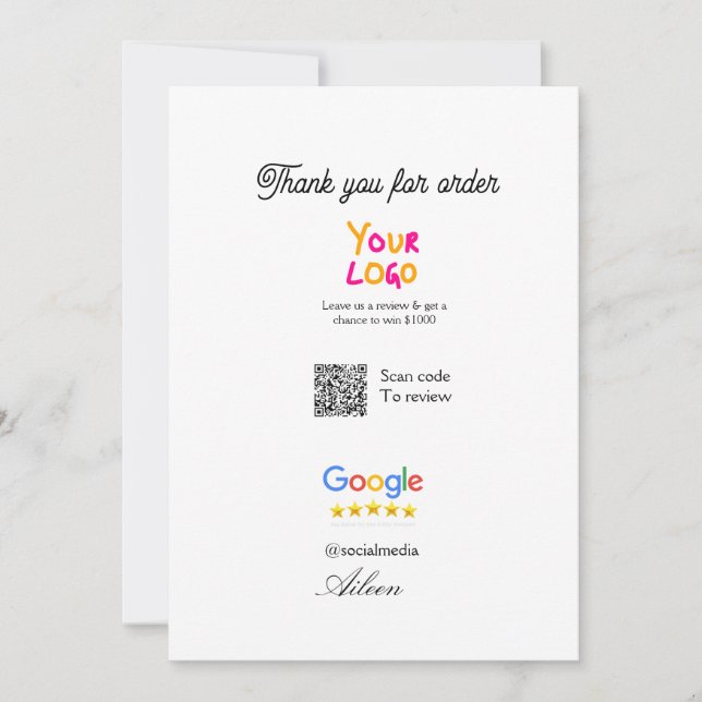 Google Bewertungs-Logo Website QR-Code scannen Einladung (Vorderseite)