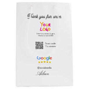 Google Bewertungs-Logo Website QR-Code scannen Mittlere Geschenktüte