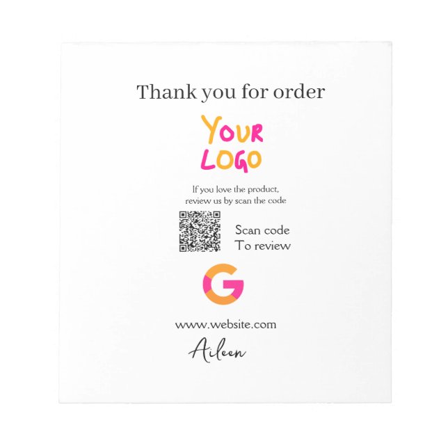 Google Bewertungs-Logo Website QR-Code scannen Notizblock (Vorderseite)