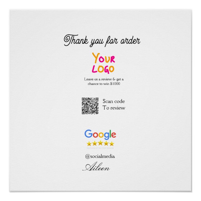 Google Bewertungs-Logo Website QR-Code scannen Poster (Vorderseite)