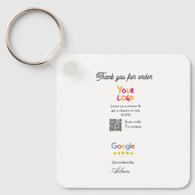 Google Bewertungs-Logo Website QR-Code scannen Schlüsselanhänger (Vorderseite)