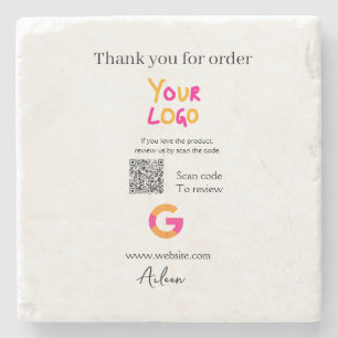 Google Bewertungs-Logo Website QR-Code scannen Steinuntersetzer