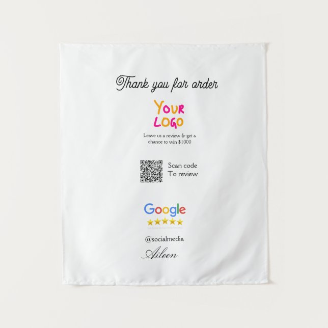 Google Bewertungs-Logo Website QR-Code scannen Wandteppich (Vorderseite)