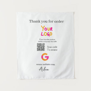 Google Bewertungs-Logo Website QR-Code scannen Wandteppich