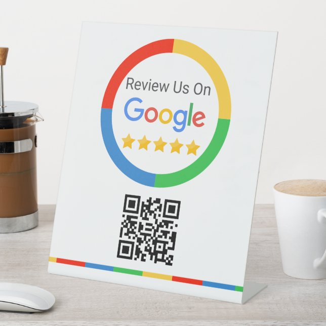 Google Bewertungs-QR-Code 5 Sterne Sockelschild (In Situ)
