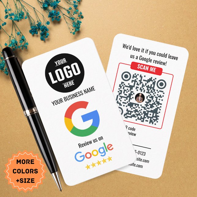 Google Bewertungs-QR-Code Visitenkartenvorlage Visitenkarte (Google Reviews | Business Review Link QR Code Business Card)