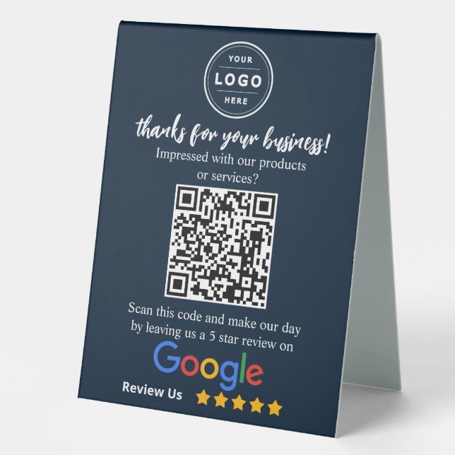 Google Bewertungsanfrage Tisch Feedback Schild (Vorderseite)