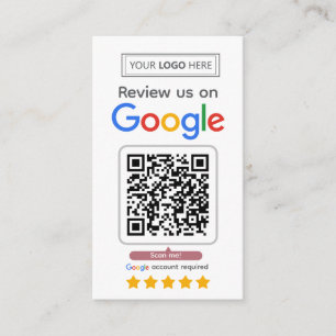 Google-Bewertungsanfragekarte mit Logo und QR-Code Visitenkarte
