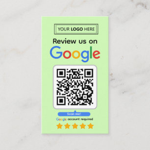 Google Bewertungsanfragekarte mit Logo und QR-Code Visitenkarte