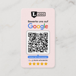 Google Bewertungskarte mit QR code Business Card  Visitenkarte