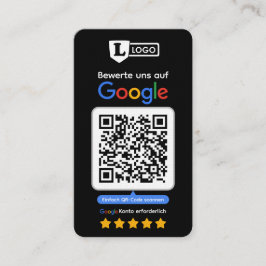 Google Bewertungskarte mit QR code Business Card  Visitenkarte
