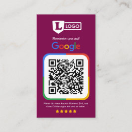 Google Bewertungskarte mit QR code  Visitenkarte
