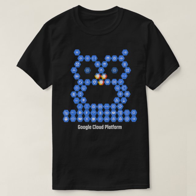 Google Cloud Platform Elemente auf schwarz T-Shirt (Design vorne)