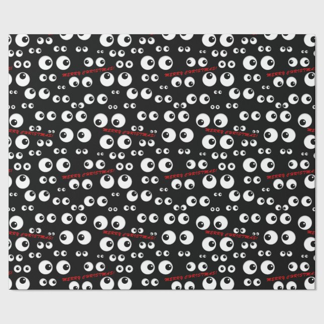 Google Eyes Christmas Wrapping Paper Geschenkpapier (Saum)