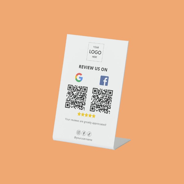 Google Facebook Review QR Code Pedestal Sign Sockelschild (Von Creator hochgeladen)