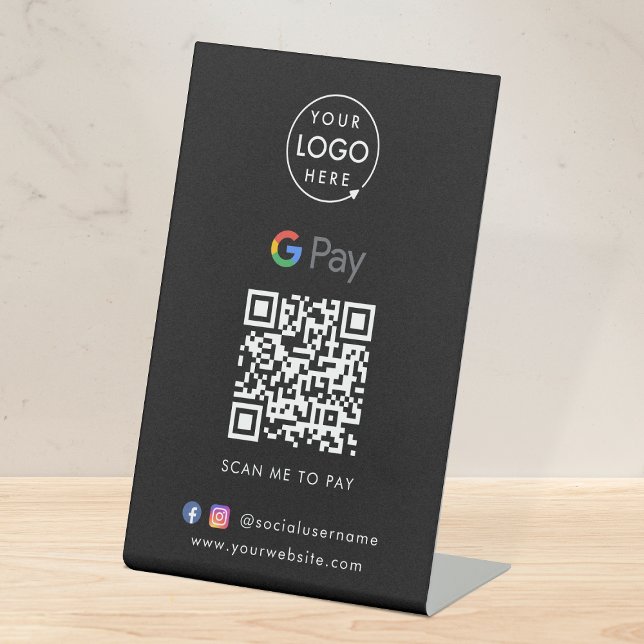 Google Pay QR Code | Schwarze berührungslose Zahlu Sockelschild (Von Creator hochgeladen)
