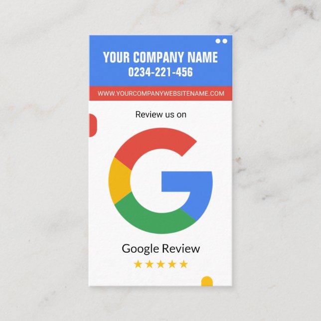 Google-Prüfkarte für Unternehmen Visitenkarte (Vorderseite)