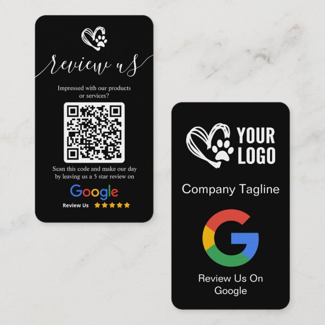 Google Review Anfrage Logo und QR-Code für Dog Gro Visitenkarte (Vorne/Hinten)