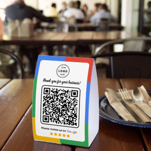 Google Review-Anfragekarte mit Logo und QR-Code Tischaufsteller