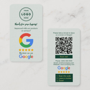 Google-Review-Anfragekarte mit Logo und QR-Code Visitenkarte