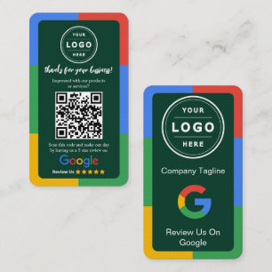 Google-Review-Anfragekarte mit Logo und QR-Code Visitenkarte
