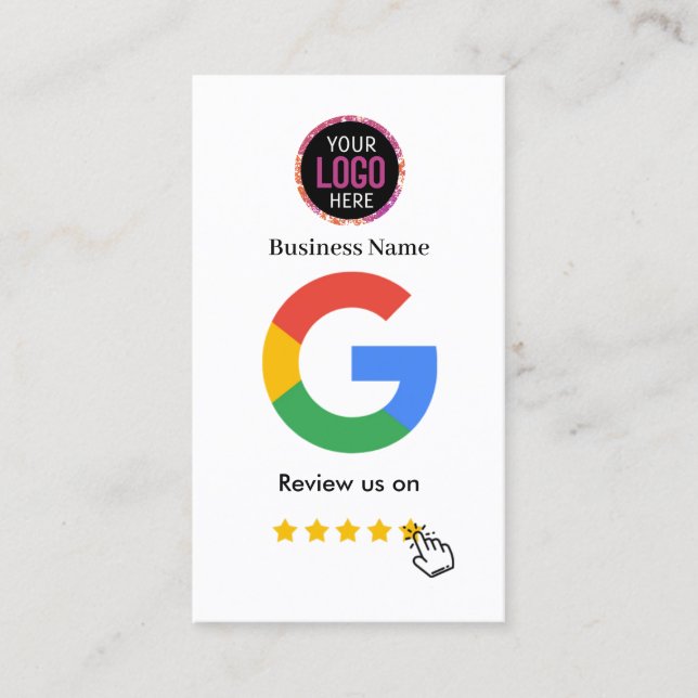 Google Review Avec QR Code Link Carte de visite (Devant)