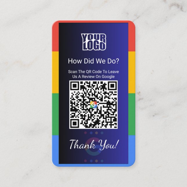 Google Review Business Card mit Facebook Link Visitenkarte (Vorderseite)