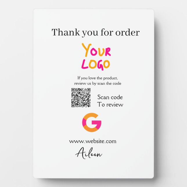 Google review business logo website scan QR code Fotoplatte (Vorderseite)