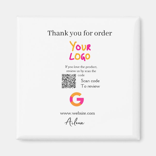 Google review business logo website scan QR code Magnet (Vorne)