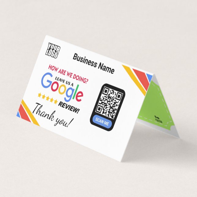 Google Review Falschkarte QR Vorlage mit Coupon Visitenkarten (Vorderseite)