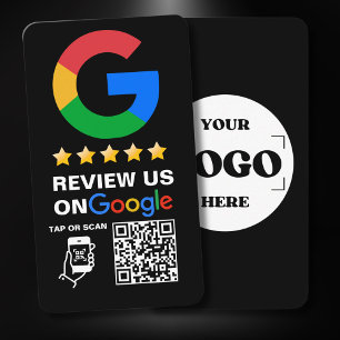 Google Review für moderne schwarze benutzerdefinie Visitenkarte