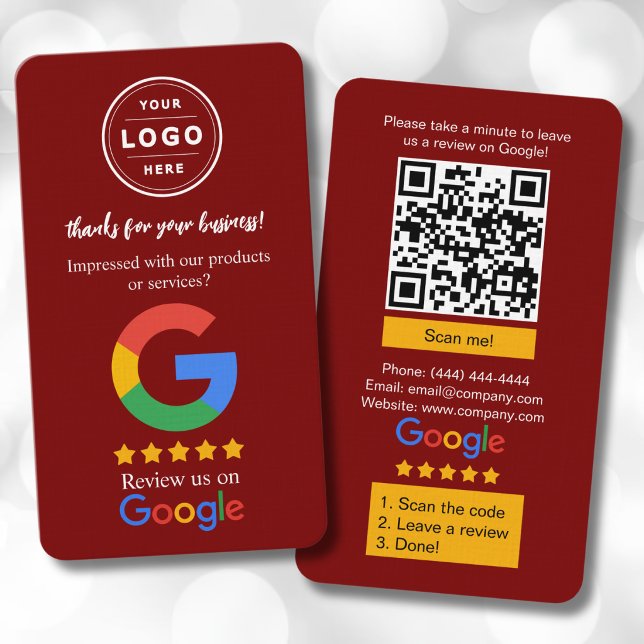 Google Review Geschäftskarten mit Logo und QR-Code Visitenkarte (Google review business cards)