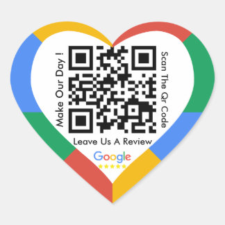 Google Review Link QR Code Heftaufkleber Herz-Aufkleber