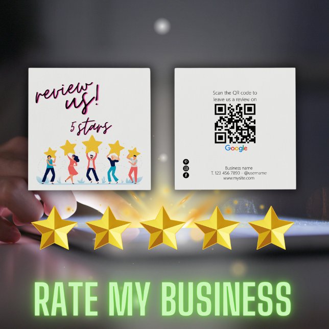 Google Review Link zum QB-Code für mein Unternehme Quadratische Visitenkarte (Google Review My Business Qr Code Link Square Business Card)