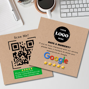 Google Review mit QR Code Link Rustikal Quadratische Visitenkarte