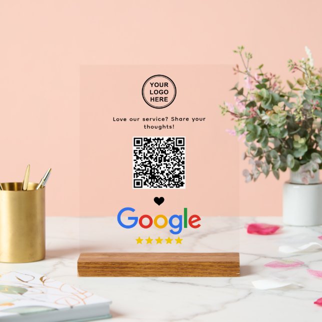 Google Review mit QR-Code Modernes Minimalistisch Acrylschild (Hochzeit)