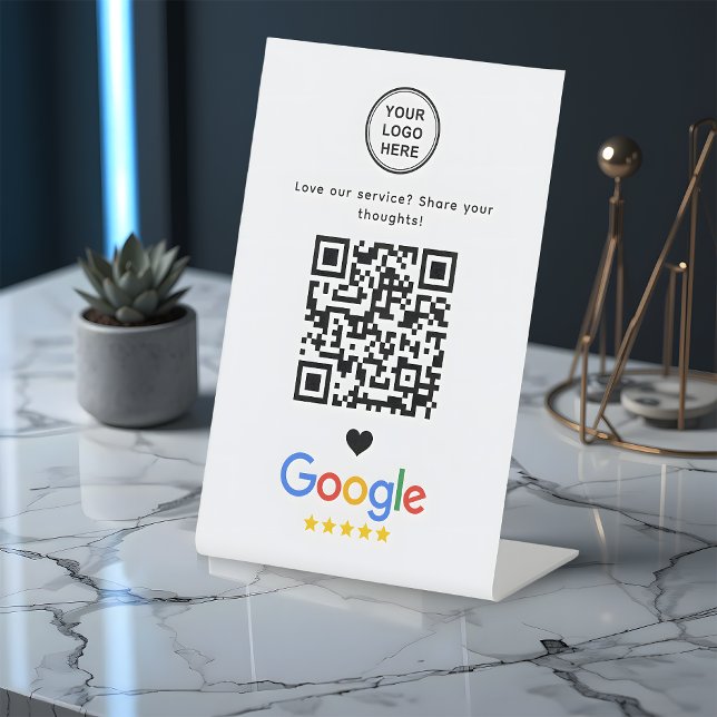 Google Review mit QR-Code Modernes Minimalistisch Sockelschild (Von Creator hochgeladen)