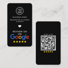 Google Review mit QR Code Sleek Black Visitenkarte