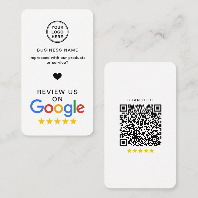Google Review mit QR Code Stilvoll modern Visitenkarte (Vorne/Hinten)