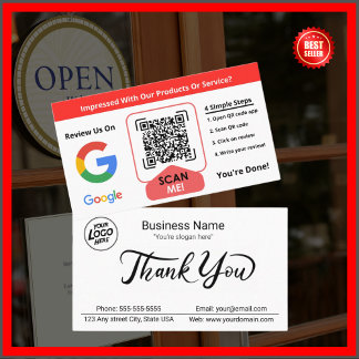 Google Review mit Qr Link Minimalistisch White Visitenkarte