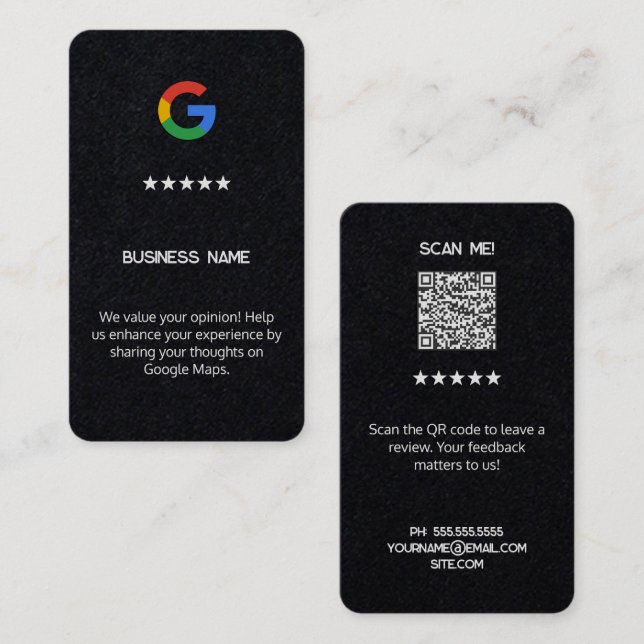 Google Review Premium Cards Visitenkarte (Vorne/Hinten)