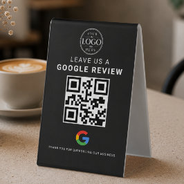 Google Review QR-Anzeige Schwarz Tischaufsteller