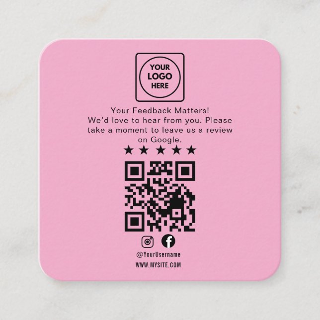 Google Review QR Code Business Note Card Begleitkarte (Vorderseite)