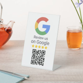 Google Review QR Code Business Tabletop Sign Sockelschild