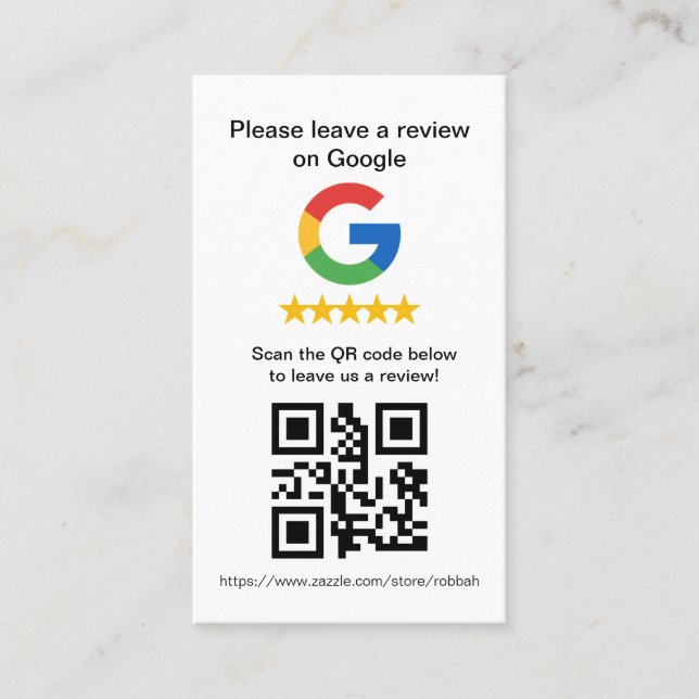 Google Review QR Code Cards,Review Sign Visitenkarte (Vorderseite)