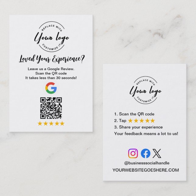 Google Review QR Code Customer Feedback request Visitenkarte (Vorne/Hinten)