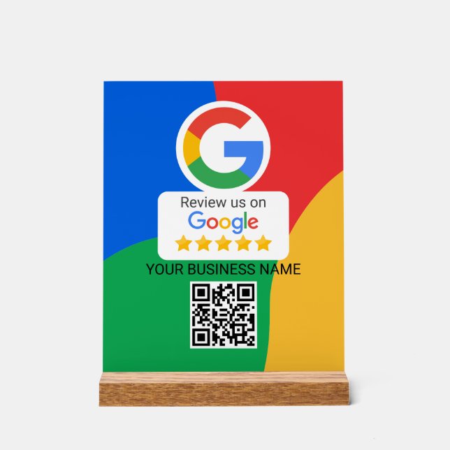 Google Review QR Code Farbige Geschäftslösung Acrylschild (Vorderseite)